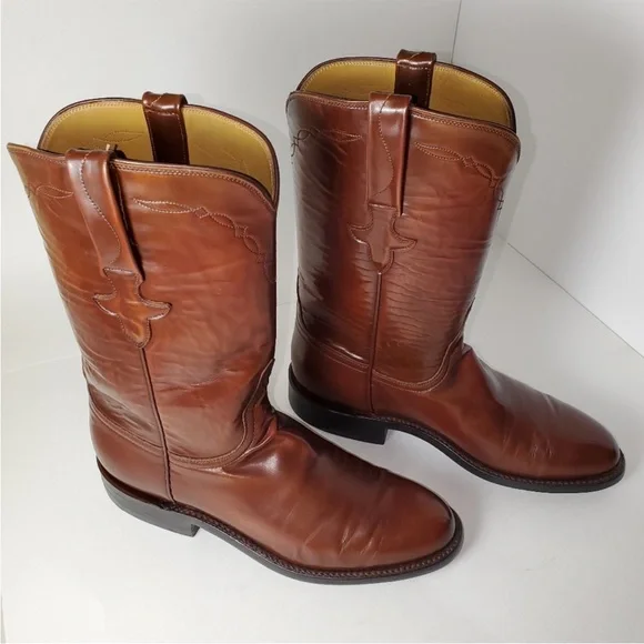 Lucchese Classics Men's Western Roper Boots Color Brown Size 7 B Handmade - Picture 6 of 15